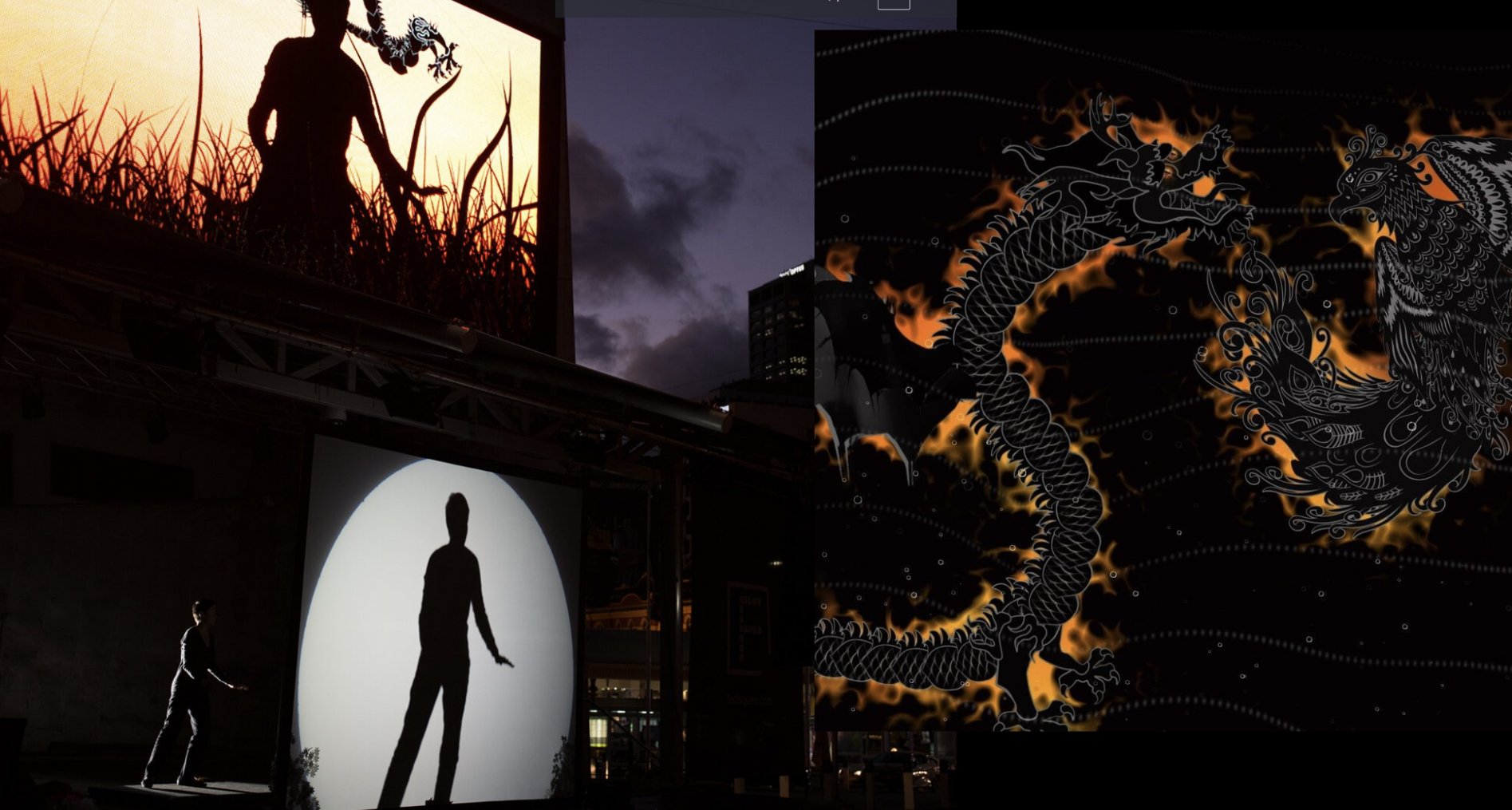 Electric Dragon: participants’ silhouettes and animated dragons at Federation Square.