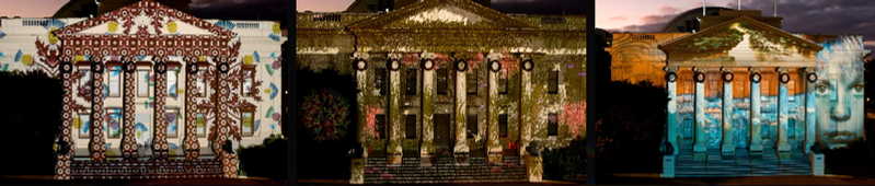 Geelong Town Hall projection. Portfolio images supplied by Georgie Pinn.