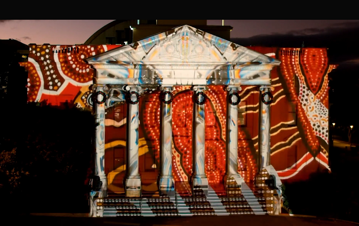 Geelong Town Hall projection. Portfolio images supplied by Georgie Pinn.